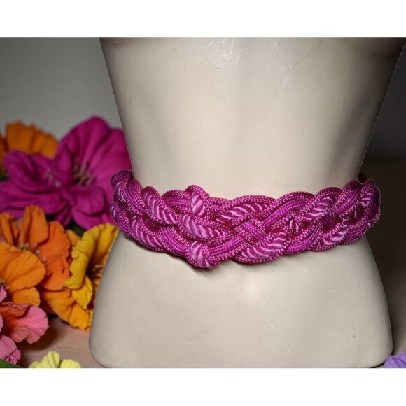 VTG Stretchy Hot Pink Braided Cinch Belt 30-32\